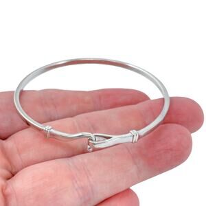 Vintage Hook Bangle Bracelet | Sterling Silver 925 | 7.25"